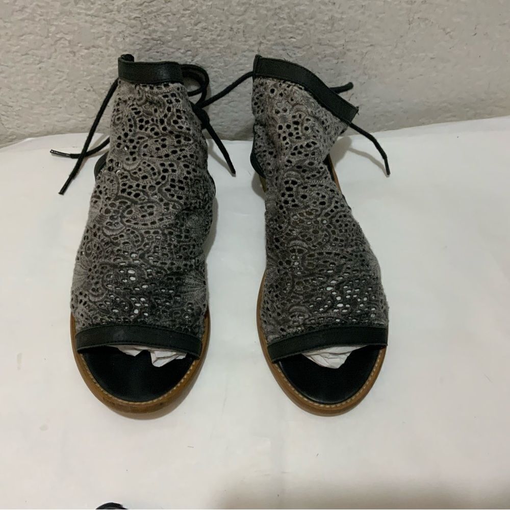 Musse & Cloud black eyelet sandals with lace up backs